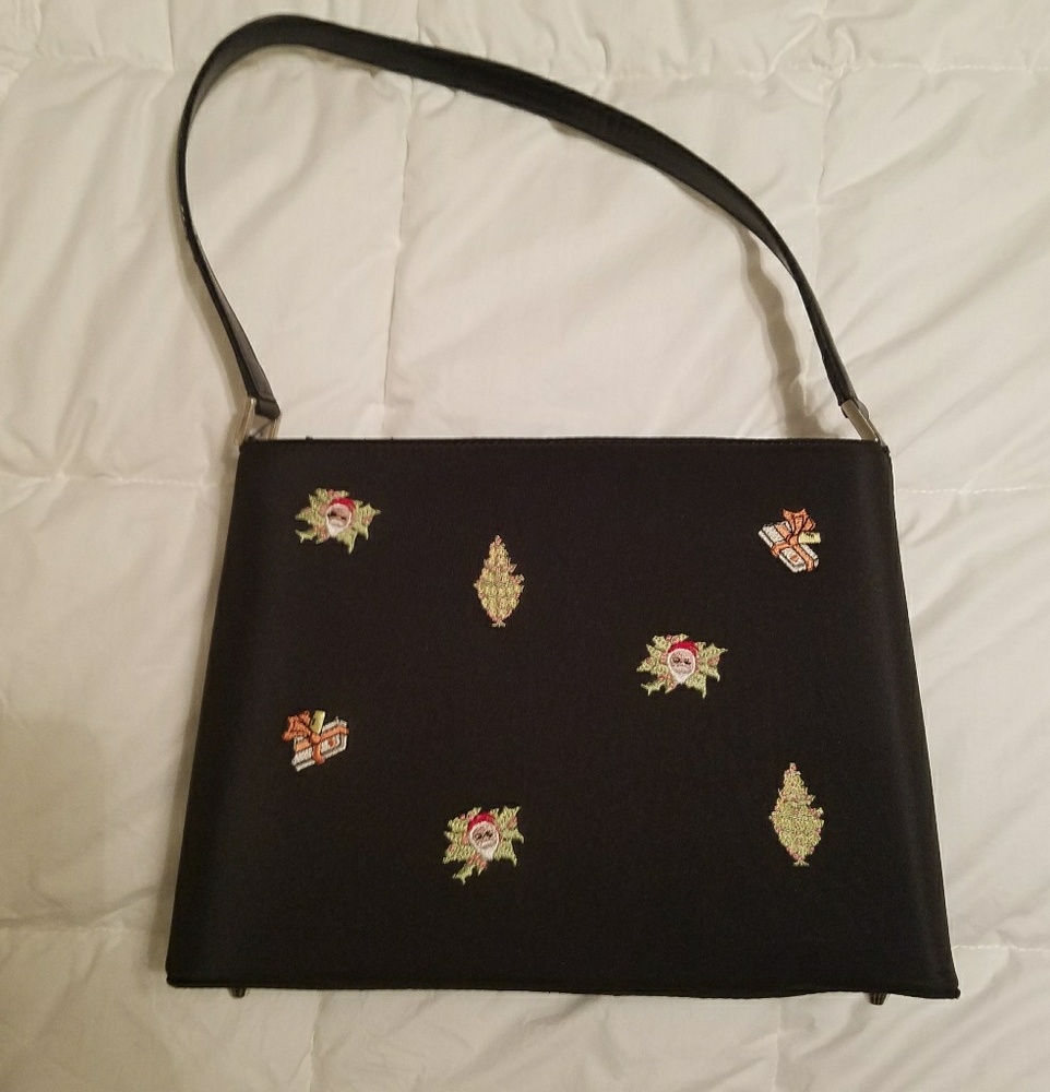 Embroidered Christmas holiday purse bag